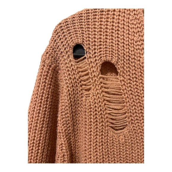 Distressed Ambiance Apparel Mauve Crocheted Long Sleeve Sweater Size M NWOT - Picture 3 of 8